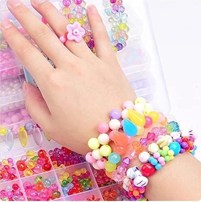 BEADSHUB Jewellery Making Kit for Girls, Colorful Bracelet Making Set for Kids DIY Craft Necklace Making, Activity Toys for Girls Age 6-12 Years Old
